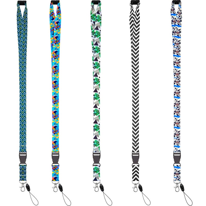 YOUOWO 5 Pack Printed Cruise Lanyard with Horizontal ID Badge Holder,for Ship Card Women Kids Keys Men,Quick Release Breakaway Safety Lanyards with Patterns,Wide 0.79inch - Image 3